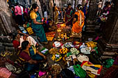 Worship and puja offerings inside the Swamimalai temple. 